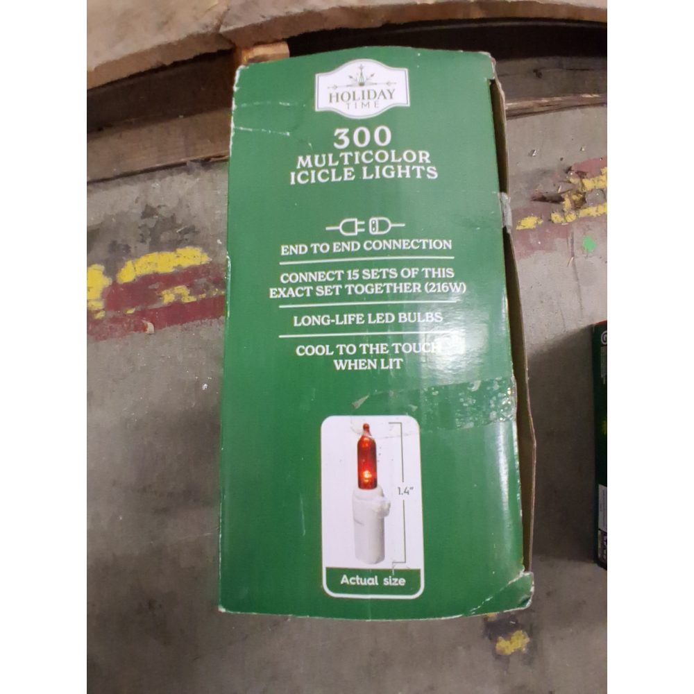 Holiday Time - 300 LED Multicolor Mini Icicle Lights White Wire 19 Ft Long TOTAL Retail $20.00