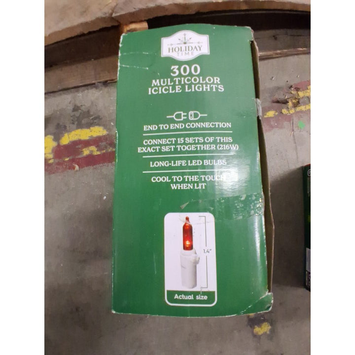Holiday Time - 300 LED Multicolor Mini Icicle Lights White Wire 19 Ft Long TOTAL Retail $20.00