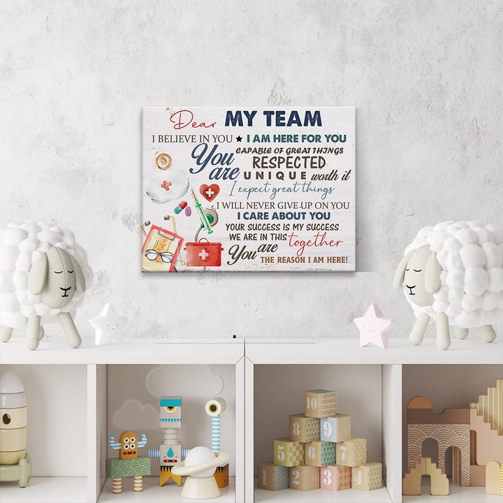 Nurse Canvas Wall Art Decor Dear My Team I Believe in You Medical Staff Team Poster Painting Framed Nurse Quote Print Sign Artwork for Home Office Decor 12 X 15 Inch