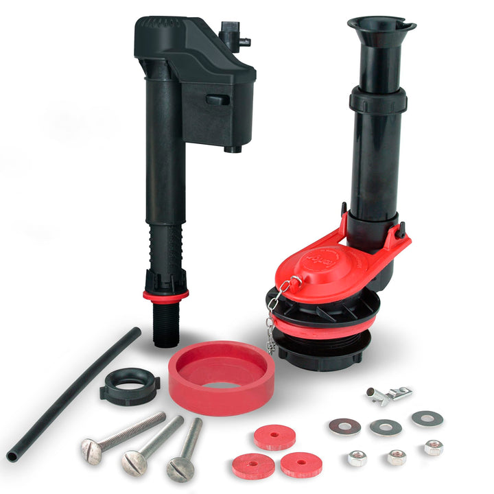 Korky 4010XP 2X Long-Life Standard 2-inch Complete Fixes: Running, Noisy, No/Slow Refill, and No/Weak Flush Easy to Install Toilet Repair Kit, Black