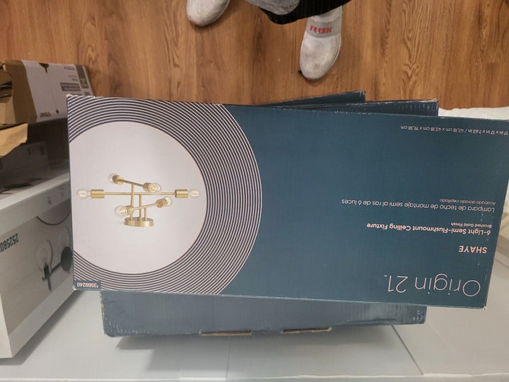 Origin 21 Shaye 6-Light 17-in Brushed Gold Incandescent Semi-flush Mount Light