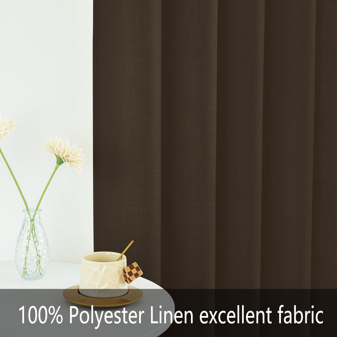 Muamar U Shaped Sheer Kitchen Curtains Set of 2 Panels,Coffee 18x30 inch Length Cafe Curtains,Small Curtains for Window,Rod Pocket Linen Curtains