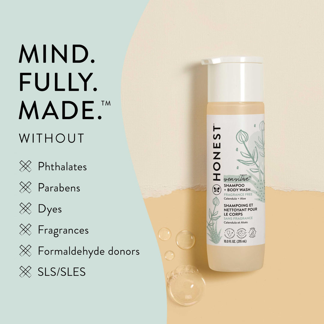 The Honest Company 2-in-1 Cleansing Shampoo and Body Wash for Sensitive Skin, Tear-Free, Hypoallergenic with Naturally Derived Ingredients, Fragrance-Free, 10 fl oz retail $9