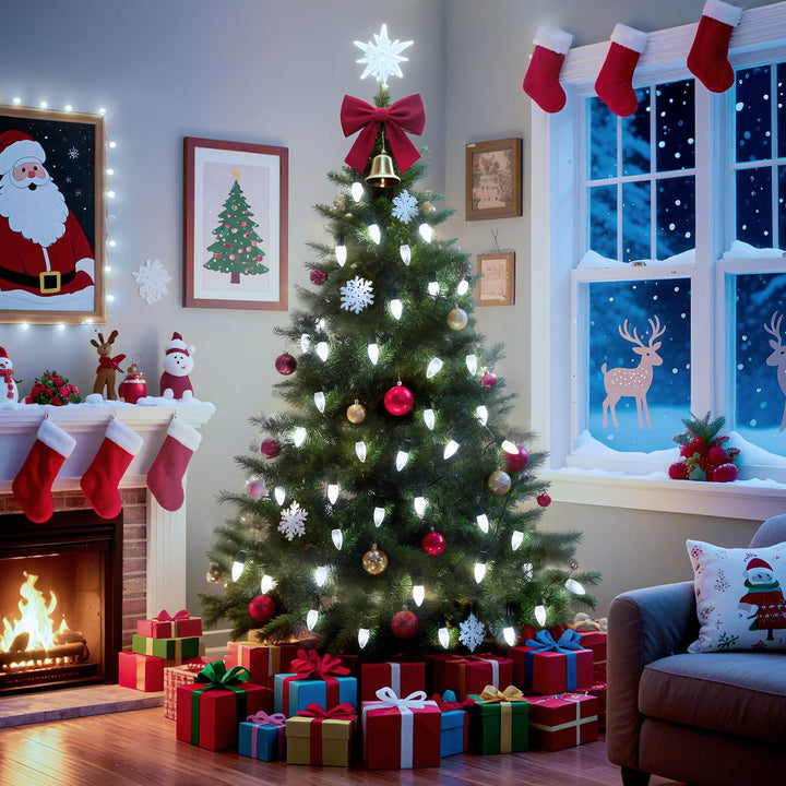 25 Pack C9 Led Replacement Christmas Light Bulb, C9 Shatterproof Led Bulb for Christmas String Light, E17 Intermediate Base, Commercial Grade Dimmable Bulbs, Cool White