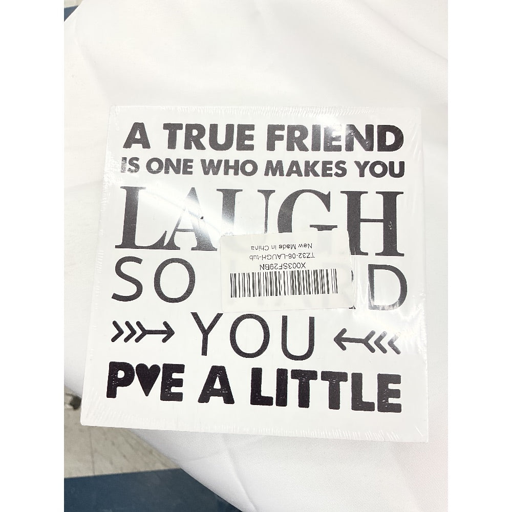 True Friend Gift Wood Box Sign Decor Desk Sign for Bestie Friendship, Friends Going Away Graduation Birthday Gifts Wooden Box Block Sign, Rustic Home Shelf Wall Decoration