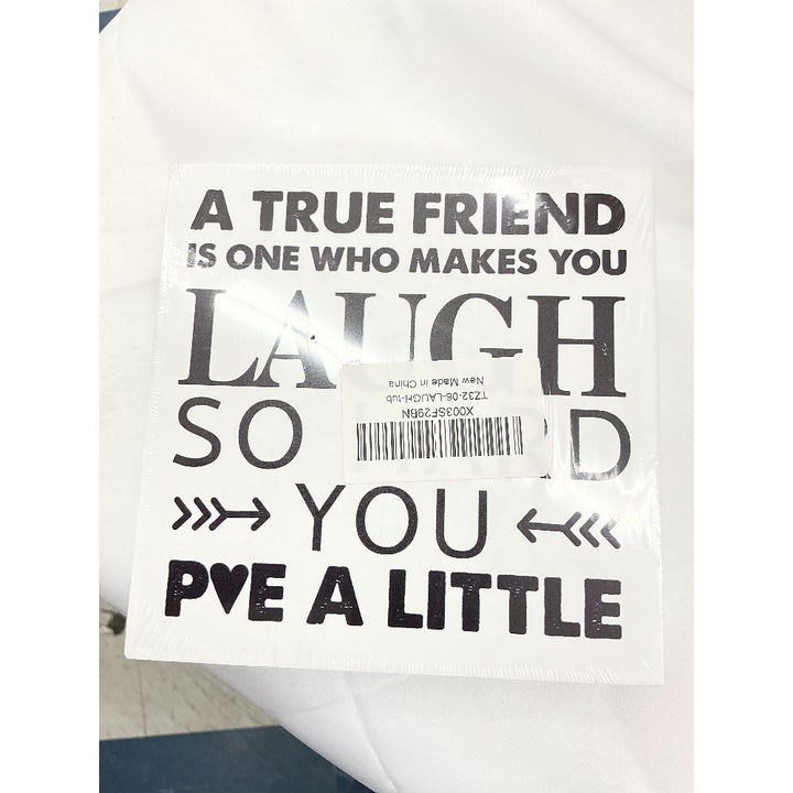 True Friend Gift Wood Box Sign Decor Desk Sign for Bestie Friendship, Friends Going Away Graduation Birthday Gifts Wooden Box Block Sign, Rustic Home Shelf Wall Decoration