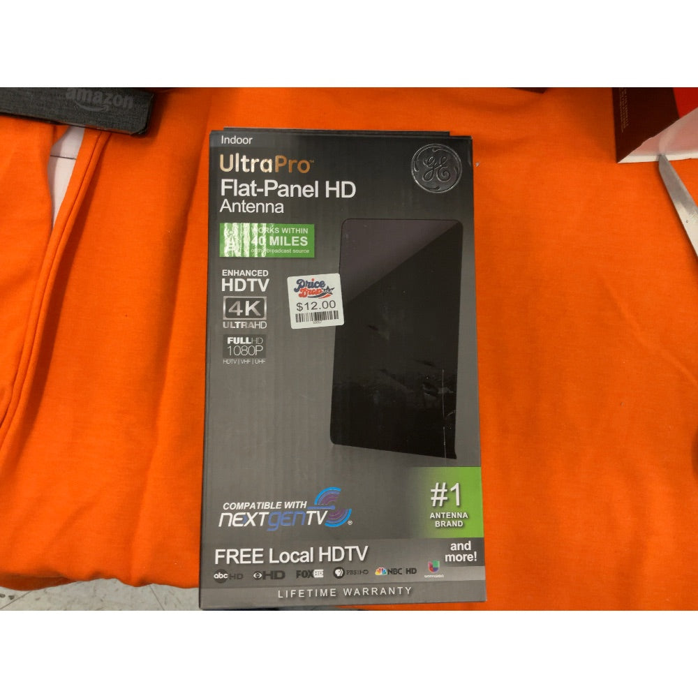 GE Flat Panel Indoor HDTV Antenna  40-mile Range  VHF UHF 1080P 4K  Black  48283