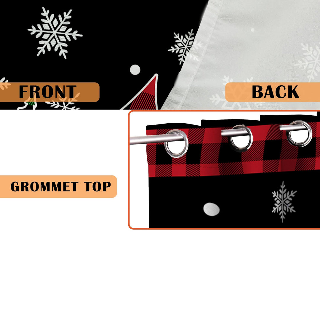 Christmas Living Room Curtains, Christmas Decorations Sheer Curtains 63 inch Length 2 Panels Set, Buffalo Plaid Christmas Tree Decor Bedroom Curtain Window Drapes Light Filtering Valance 52x63