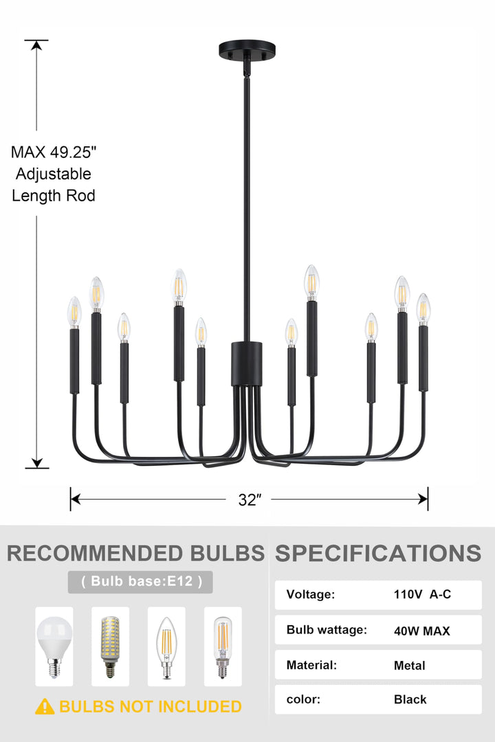 Dolaimi House 8 Light Fixture Rustic Adjustable Chain Oil Rubbed Bronze Finish for Dining Room Candle Ceiling Light Fixture for Living Room Bedroom Kitchen Island Foyer (Chandelier, Candle 10 Light)