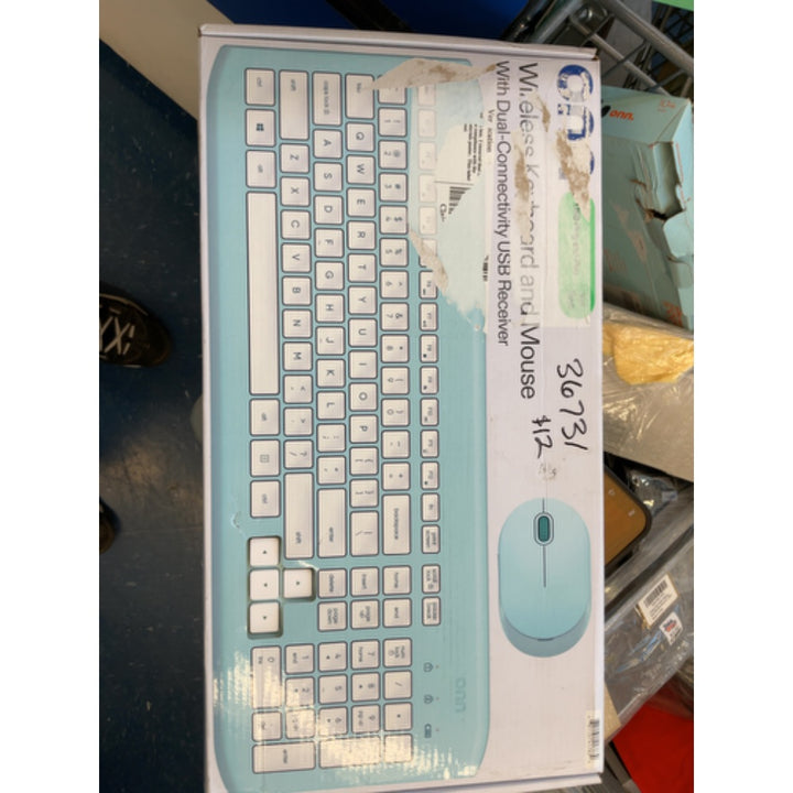 Onn. Wireless Keyboard and Compact Mouse with Dual-Connectivity  2.4 GHz Wireless USB Receiver  Blue