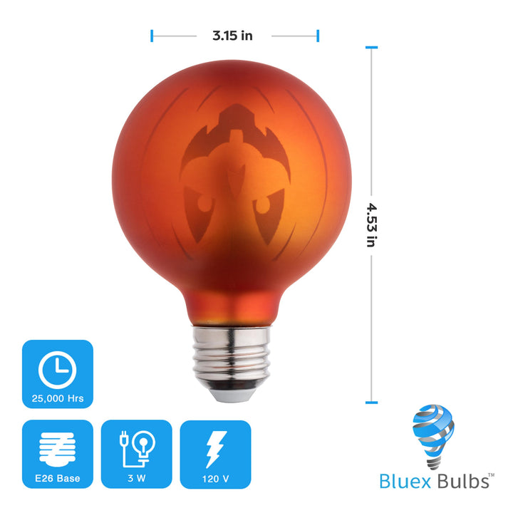 G25 LED Orange Halloween Light Bulbs - 3W 30 Watt Equivalent E26 Base Laser Halloween Bulb - DÃƒÂ©cor Orange LED Light Bulb - Party Decoration, Porch, Haunted House, Festivals Orange Light Bulbs