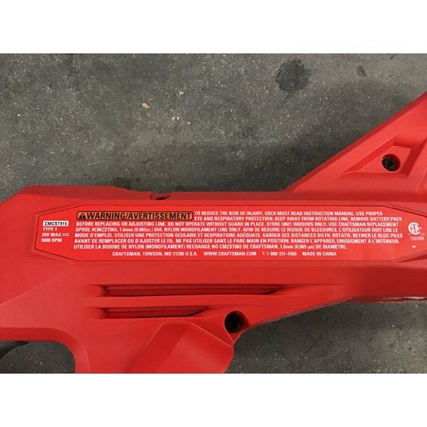 Craftsman CMCST915 - Cordless Grass Trimmer - Red COMPLETE WITH BATTERY AND CHARGER Retail $79.00