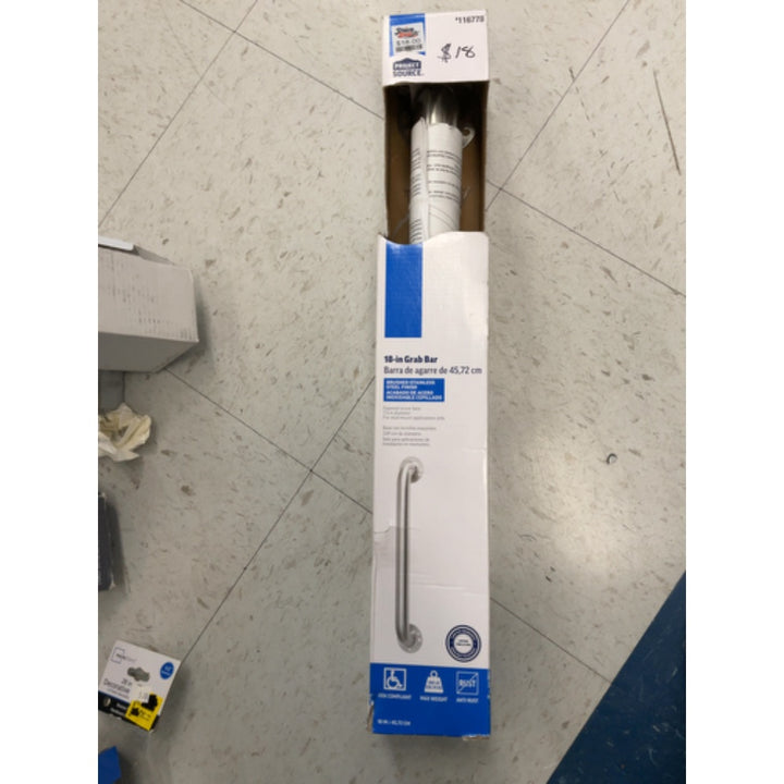 New Project Source 18 Inch Exposed Screw Brushed Stainless Steel Grab Bar