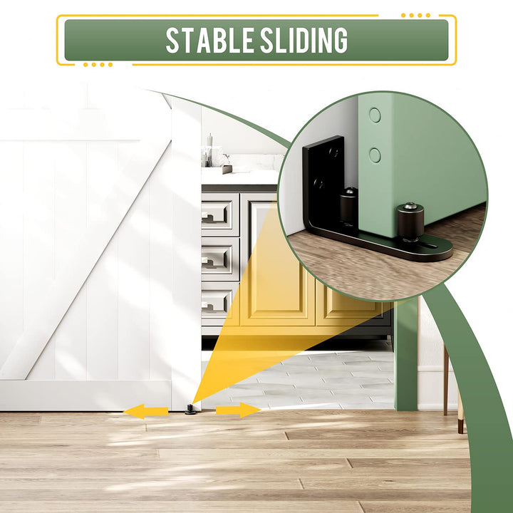 Ball Bearings Design!!!New Upgraded 2 Pcs Barn Guide for Doors!!! | Stay Roller Sliding Adjustable by SMARTSMITH | Unique Guide Flush with Floor | Durable Steel Frame (Black)