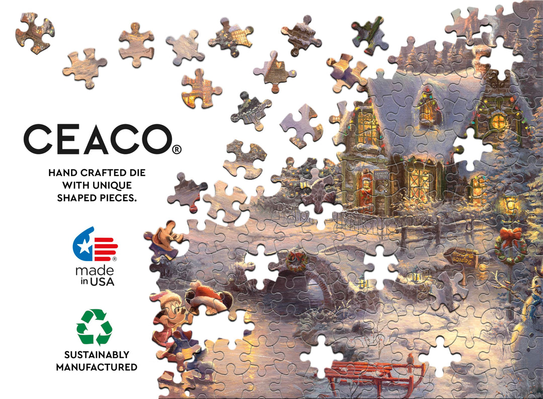 Ceaco - 4 in 1 Multipack - Thomas Kinkade - Disney - Holiday Collection - (4) 500 Piece Jigsaw Puzzles