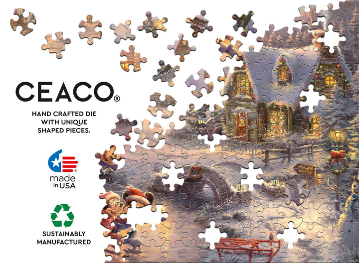 Ceaco - 4 in 1 Multipack - Thomas Kinkade - Disney - Holiday Collection - (4) 500 Piece Jigsaw Puzzles