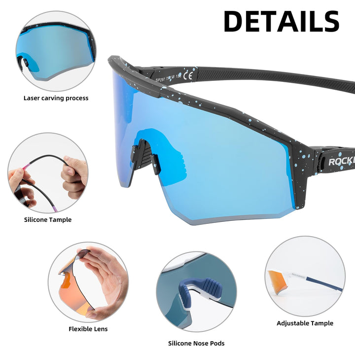ROCKBROS Polarized Cycling Sunglasses Men and Women Lightweight Sport Glasses TR90 Frame UV400 Ski Golf Fishing Sunglasses