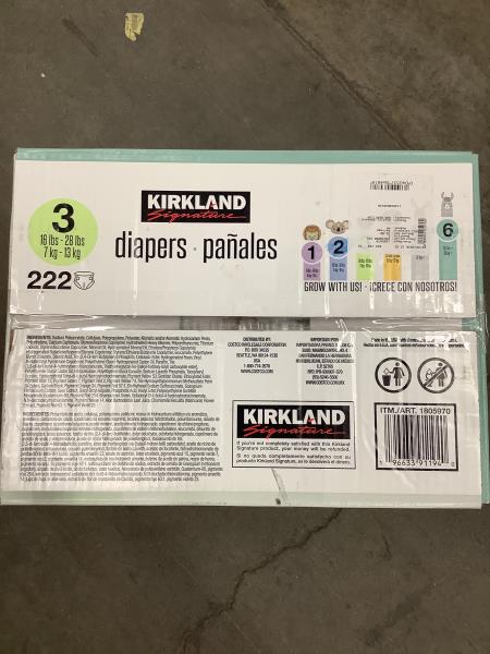 Kirkland Signature Diapers Size 3 Sealed 16-28 Lbs 222 Count Retail $59.99