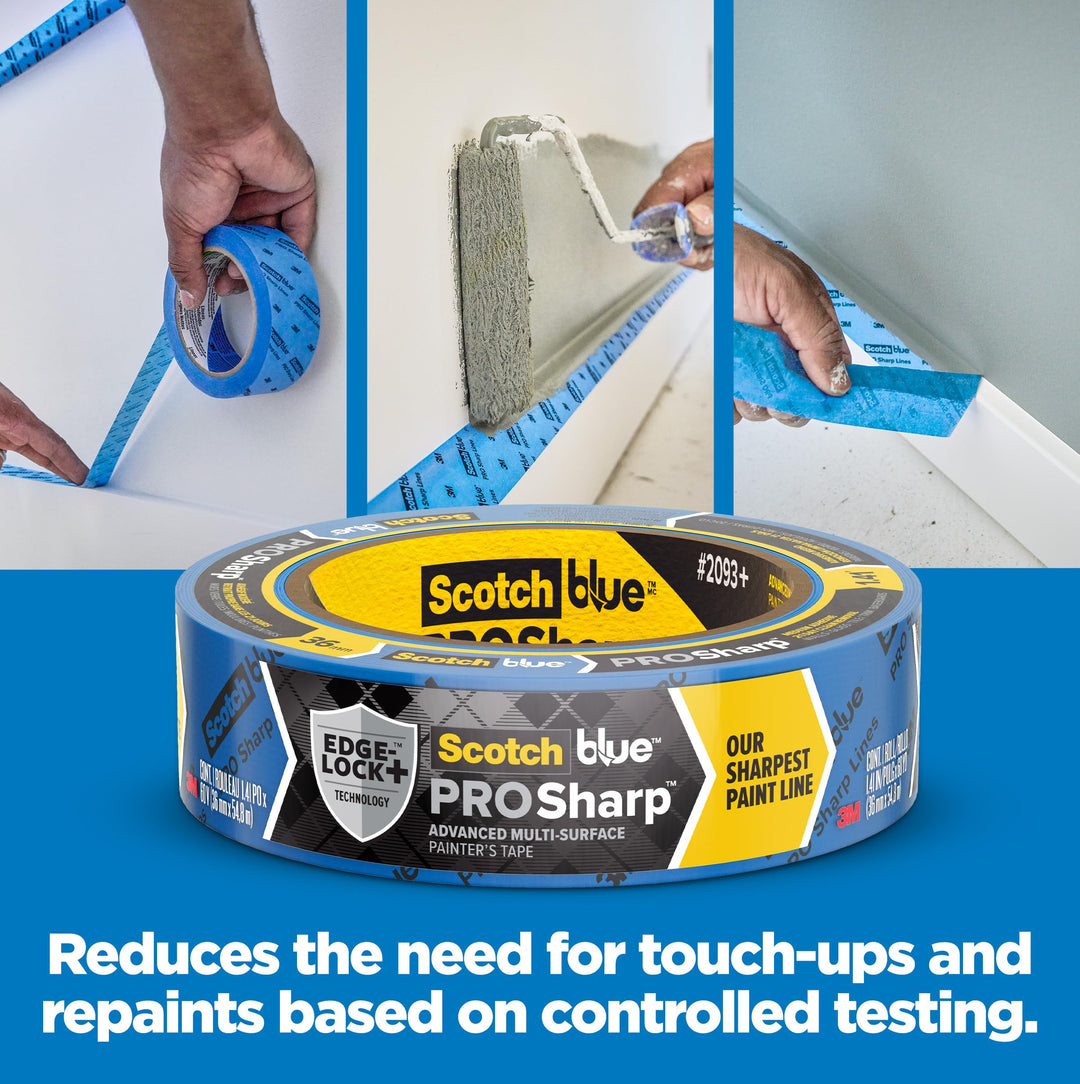 ScotchBlue PROSharp Painter's Tape 2 Inch Wide (1.88 in x 60 yd) 1 Roll Blue Tape Protects Surfaces and Removes Easily, Edge-Lock Tape for Indoor and Outdoor Use (2093+-48EC)