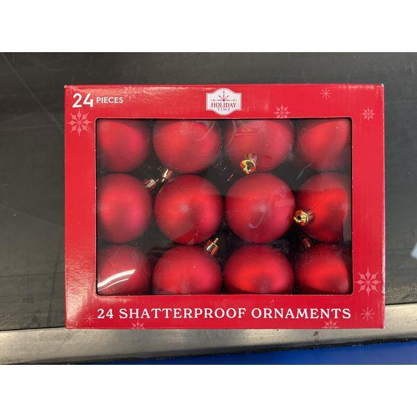 Holiday Time 24 Pieces Shatterproof Ornaments - Red