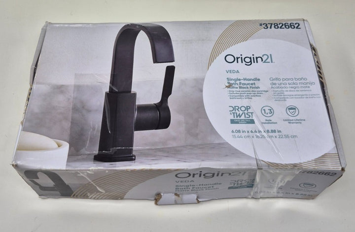 Allen Roth Veda Matte Black Single Hole 1-handle WaterSense High-arc #3782662