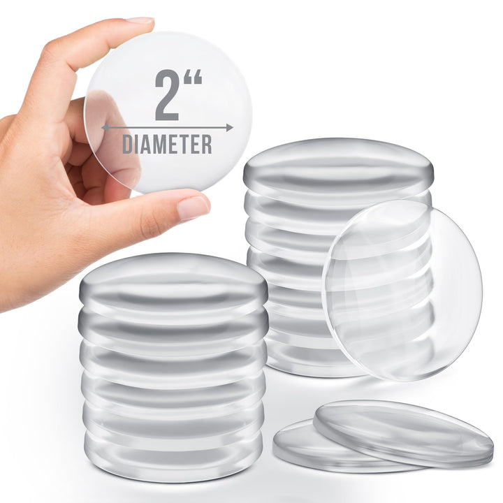 Door Stoppers for Wall 2" (16 Pack) - Self Adhesive & Discreet Door Knob Wall Protector - Quiet Door Bumper with Strong Back Adhesive - Rubber Door Stops - Shock Absorbent Door Handle Stopper