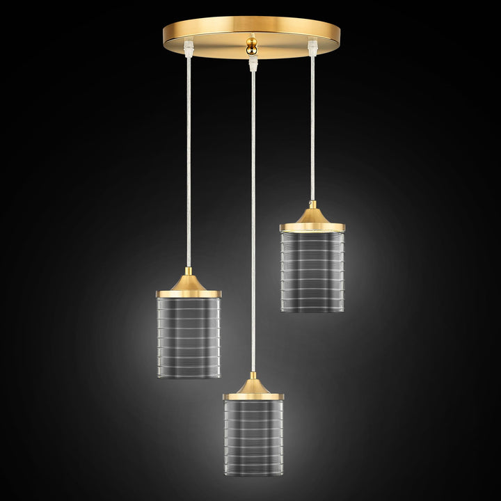 JAZAVA Gold Pendant Lights, Modern Cluster Pendant Light Fixture, 24W 3CCT 3000/4500/6000K LED Hanging Light for Kitchen Island Dining Room Bedroom Hallway Entrance Living Room, PL106BG Retail $102.00