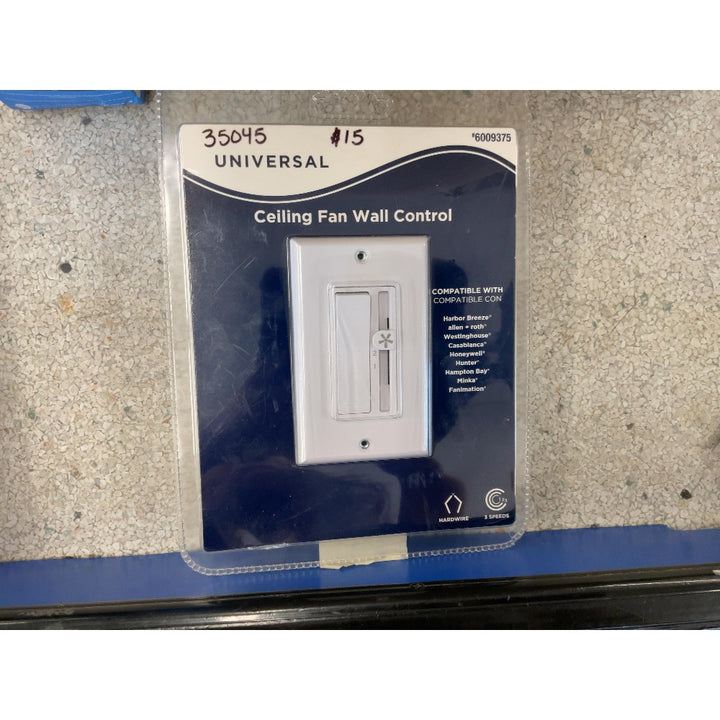 Universal Ceiling Fan Wall Control - 3-Speed, White Finish