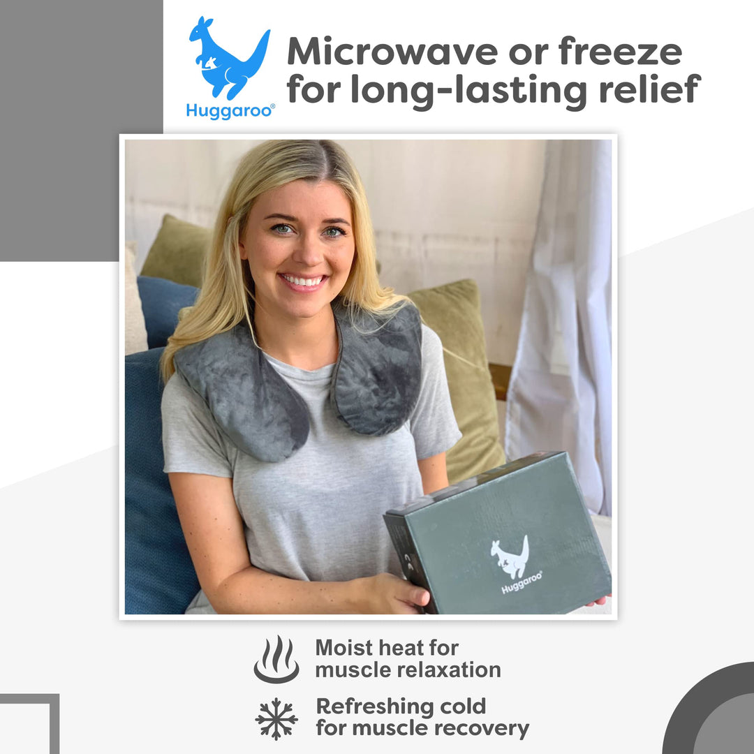 Huggaroo Cozy Neck Wrap Microwavable Heating Pad for Neck â€“ Cordless Warm Compress for Muscle Tension Relief and Relaxation â€“ Stocking Stuffer