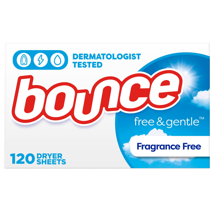 Bounce Free & Gentle Dryer Sheets, Unscented, 120 Count