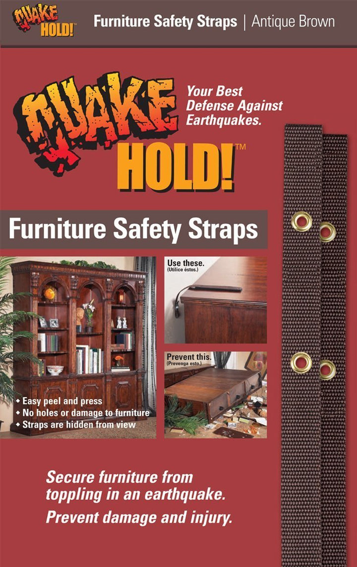 Quakehold! Furniture Strap Kit, Antique Brown
