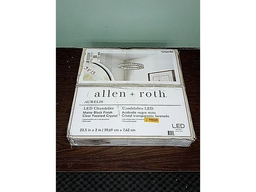 ALLEN + ROTH Aurelis LED Chandelier Chrome Clear Faceted Crystal 38839-LWUC, NEW