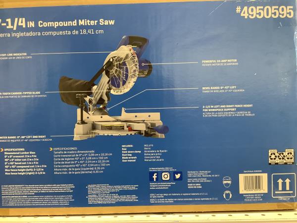 Kobalt 7-1/4-in 10-Amp Single Bevel Compound Corded Miter Saw Retail $179.99
