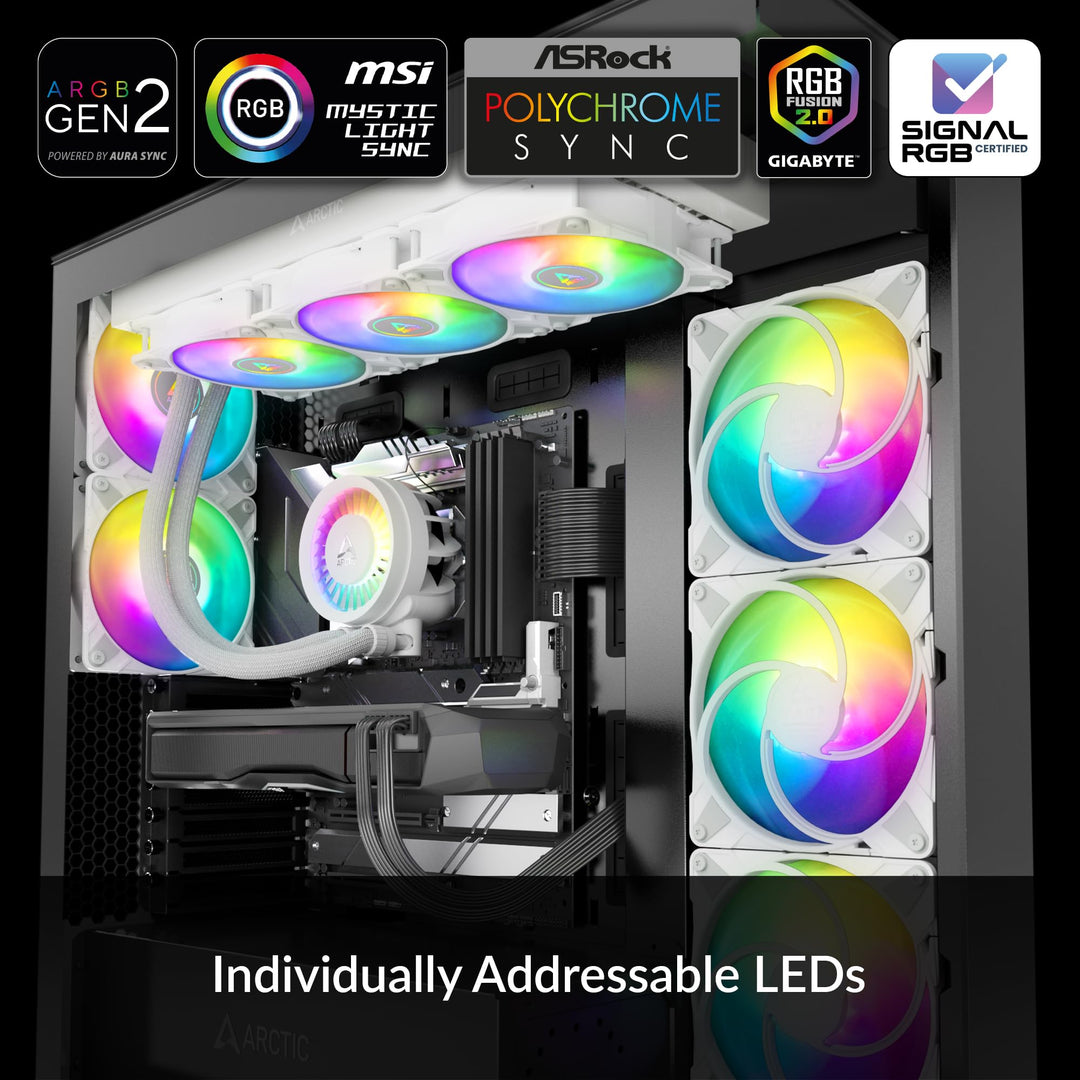 ARCTIC Liquid Freezer III 420 A-RGB - CPU AIO Water Cooler, Water Cooling PC, Intel & AMD, Efficient PWM-Controlled Pump, Fan: 200â€“1900 RPM, LGA1851 and LGA1700 Contact Frame - White