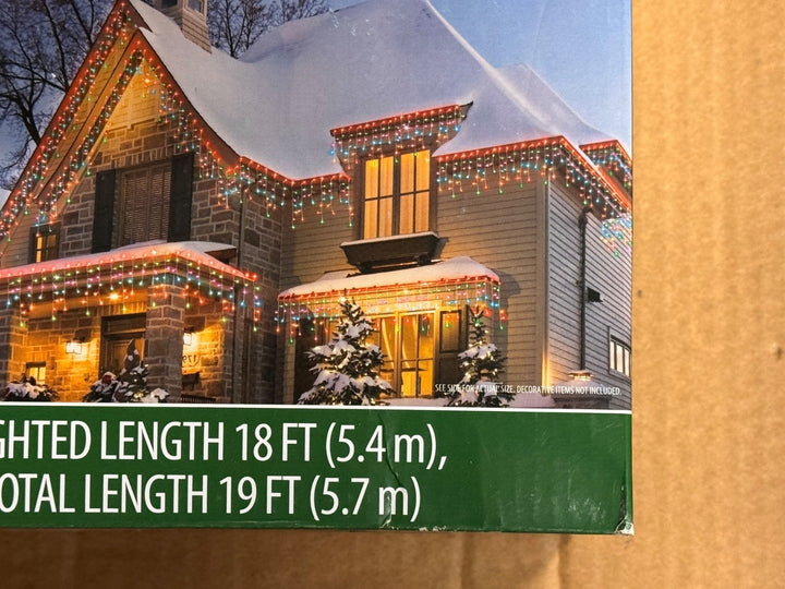 Holiday Time - 300 LED Multicolor Mini Icicle Lights White Wire 19 Ft Long TOTAL Retail $20.00