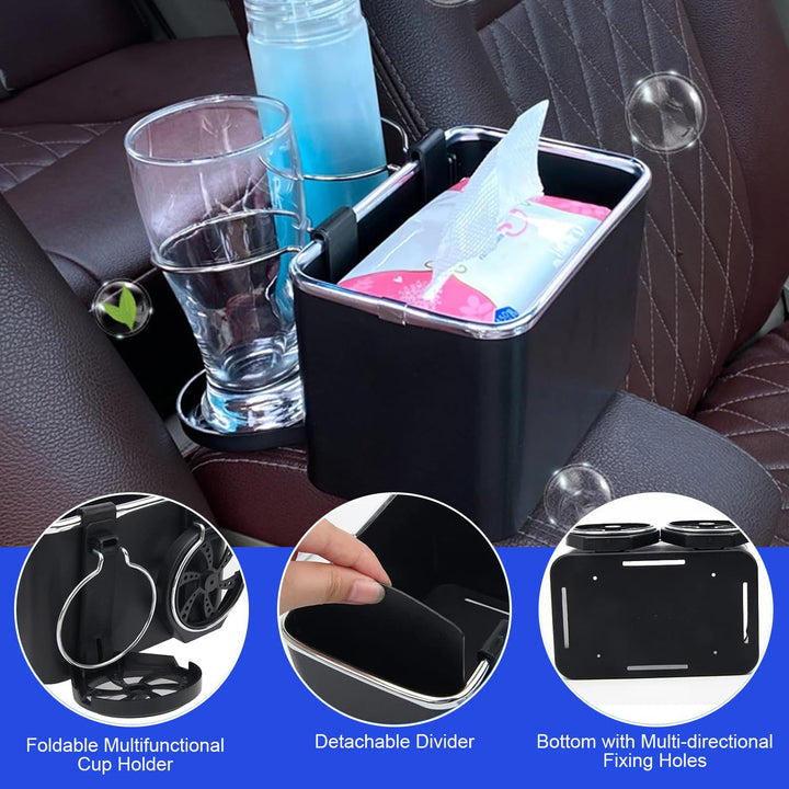 Generic Car Armrest Storage Box,Car Armrest Storage Box with 2 Cup Holders,Armrest Storage Box for Your Car,Armrest Storage Box for Water Cup,Paper Towels Cellphones(Black), carboxst-Black01