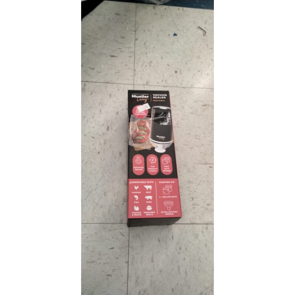 MuellerLiving Cordless Portable Food Vacuum Sealer Seals up to 60 bags, Automatic Shut Off and includes 4 Starter Bags