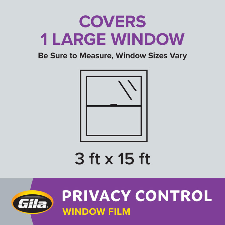 Gila Privacy Mirror Adhesive Residential DIY Window Film Heat Control Glare Control 3ft x 15ft (36in x 180in)
