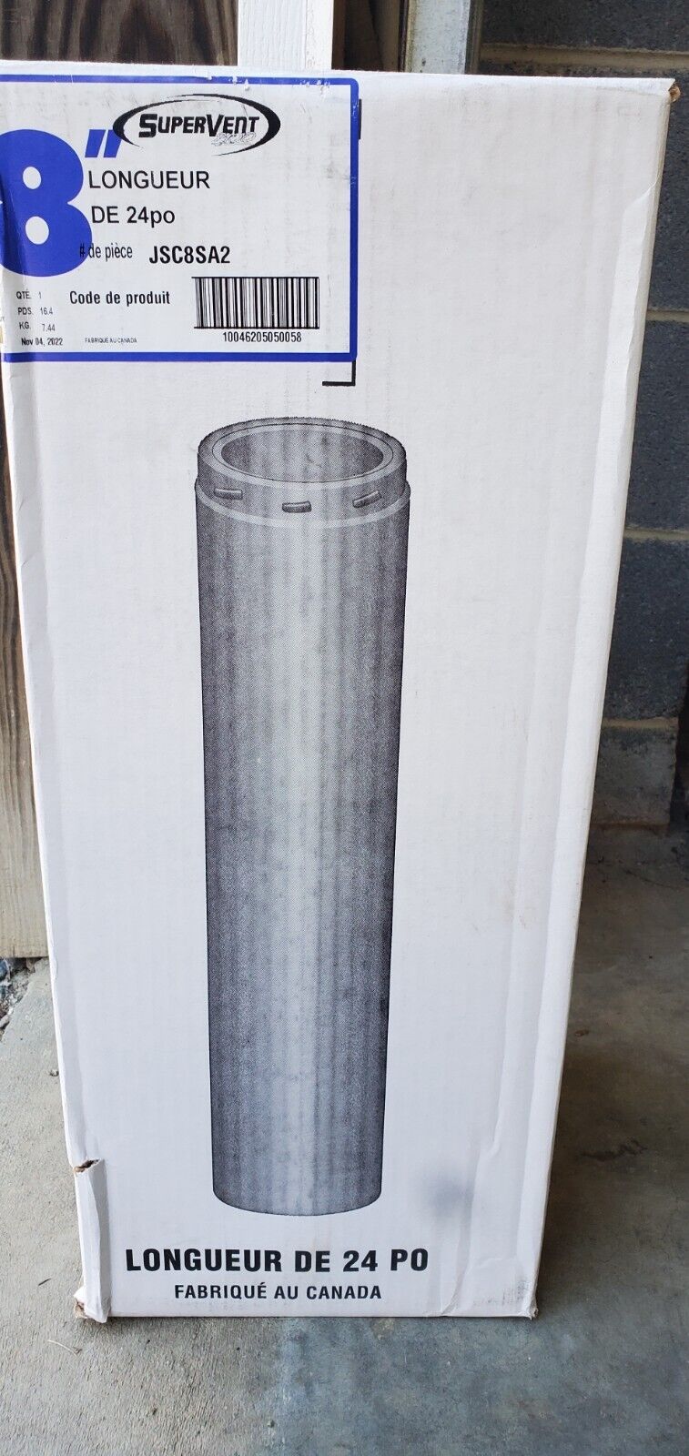 SuperVent 24-in L X 8-in Dia Stainless Steel Insulated Double Wall Chimney Pipe