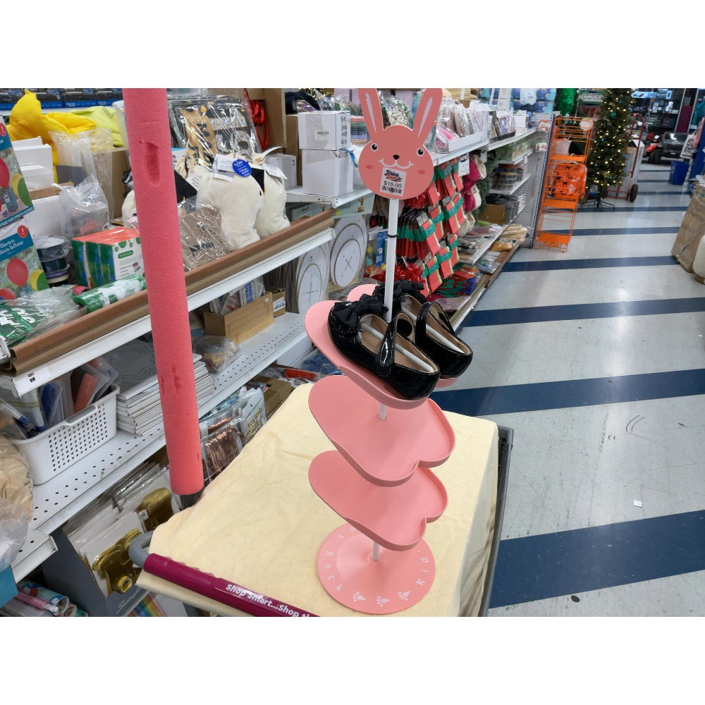 Shopko Infant Shoe Display Stand, Pink Rabbit Design, 3-Tier