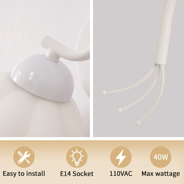 Shenmoyl Vintage Modern Wall Sconce with Milk Glass Pumpkin Lampshade, Retro Simple Iron Metal Wall Light Fixture for Bedside, Hallway, 1 Light