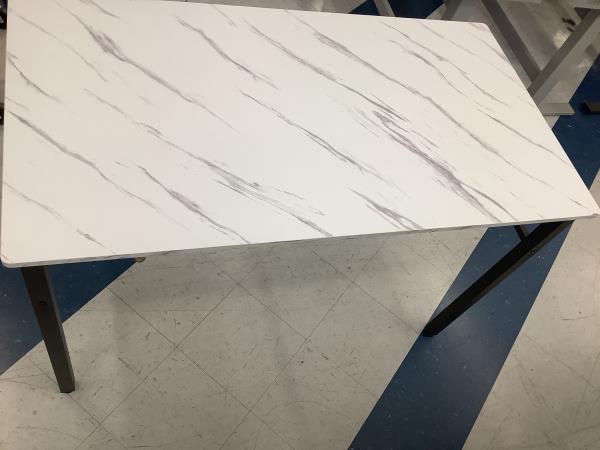 Rectangular Faux Marble Dining Table with Black Metal Frame and Storage Shelf Retail $125.00