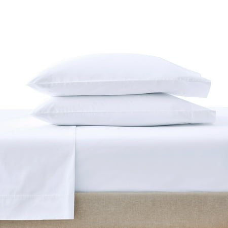 Better Homes & Gardens Cool & Crisp 4-Piece 300 Thread Count Arctic White Cotton Percale Sheet Set  Full