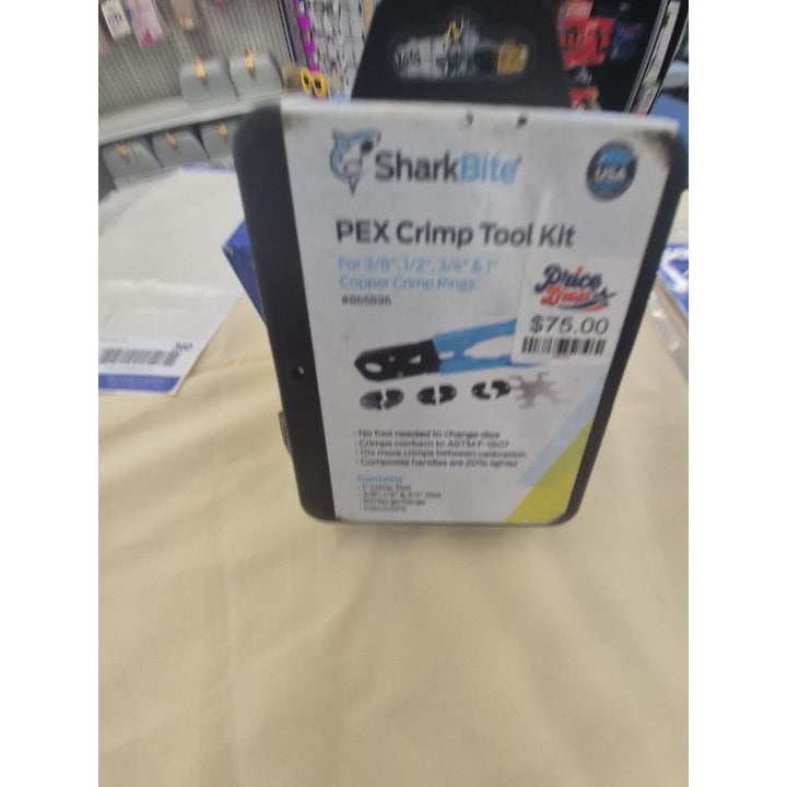SharkBite PEX Crimp Tool Kit - 3/8, 1/2, 3/4, 1 Copper Crimp Rings, Go/No-go Gauge