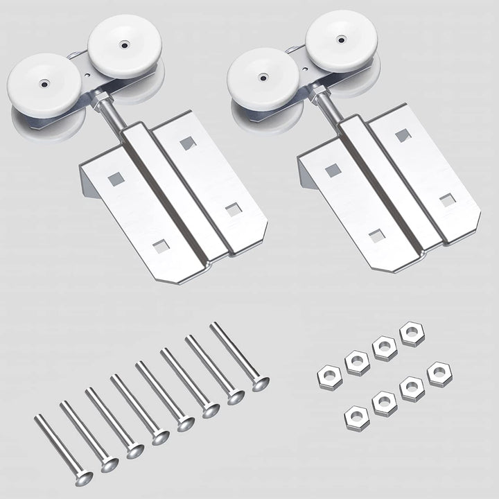 SMARTSMITH Galvanized Steel Barn Box Rail Black Hanger 2 Pack, Heavy Duty Smooth Ball Bearings Indside,Carbon steel Barn Door Rollers