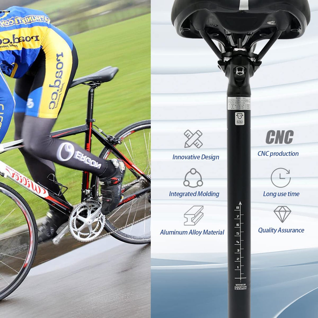 Bike Seat Post, Aluminum Alloy Bicycle Seat Post 27.2 / 30.9 / 31.6 * 350mm, Bike Seatpost for MTB Road Bike BMX