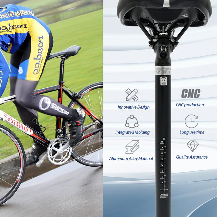 Bike Seat Post, Aluminum Alloy Bicycle Seat Post 27.2 / 30.9 / 31.6 * 350mm, Bike Seatpost for MTB Road Bike BMX