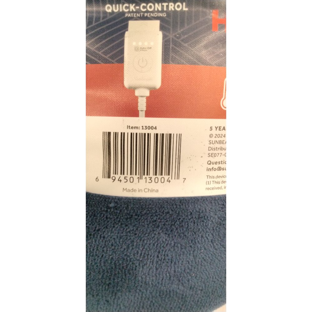 Sunbeam Oversized Throw Poseidon Microplush, 4 Heat Settings, 4-Hour Auto Shut-Off, Electric Heated Blanket, 60" x 80"