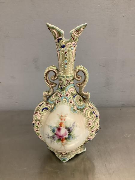 Ornate Porcelain Vase - Hand-Painted Floral Design Retail $150.00