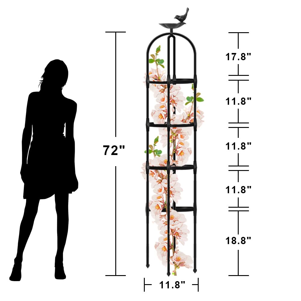 April'sWorld Garden Obelisk Trellis for Climbing Plants Outdoor, A Versatile Plant Stand for Vines, Roses, and Garden Vegetables (6FT, 2pcs)